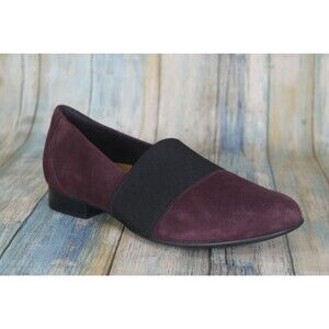 Clarks Unstructured UnBlush Lo Size 8 Purple Suede Elastic Band Loafers